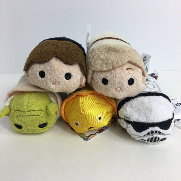 Disney Star Wars Tsum Tsum Mini Plush 3.5" Lot Of 5 Luke Skywalker Han Solo Yoda - Picture 10 of 12